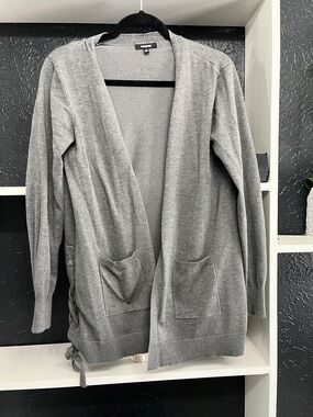 Avenue Heather Gray Open-Front Cardigan with Pockets